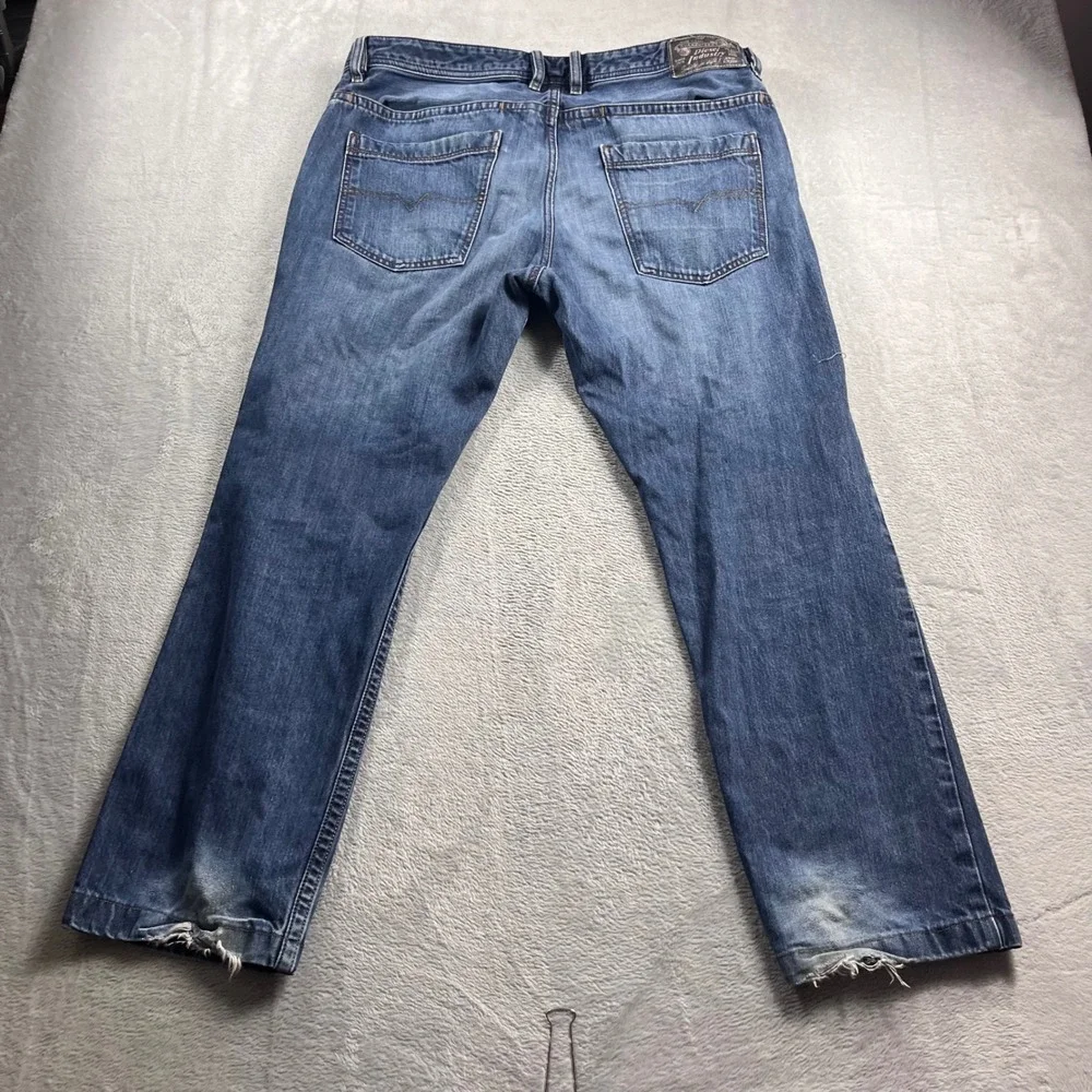 Diesel Braddom Regular Slim Carrot Jeans Mens 36x32 Blue‎ Wash 0R4SB Denim